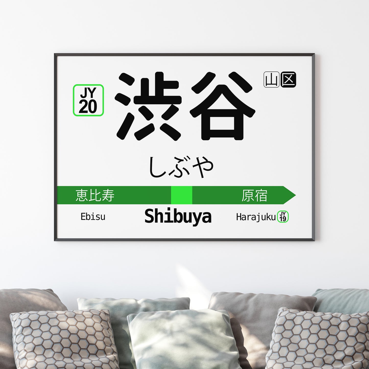 Tokyo Japan Shibuya JR Yamanote Train Station Sign Poster