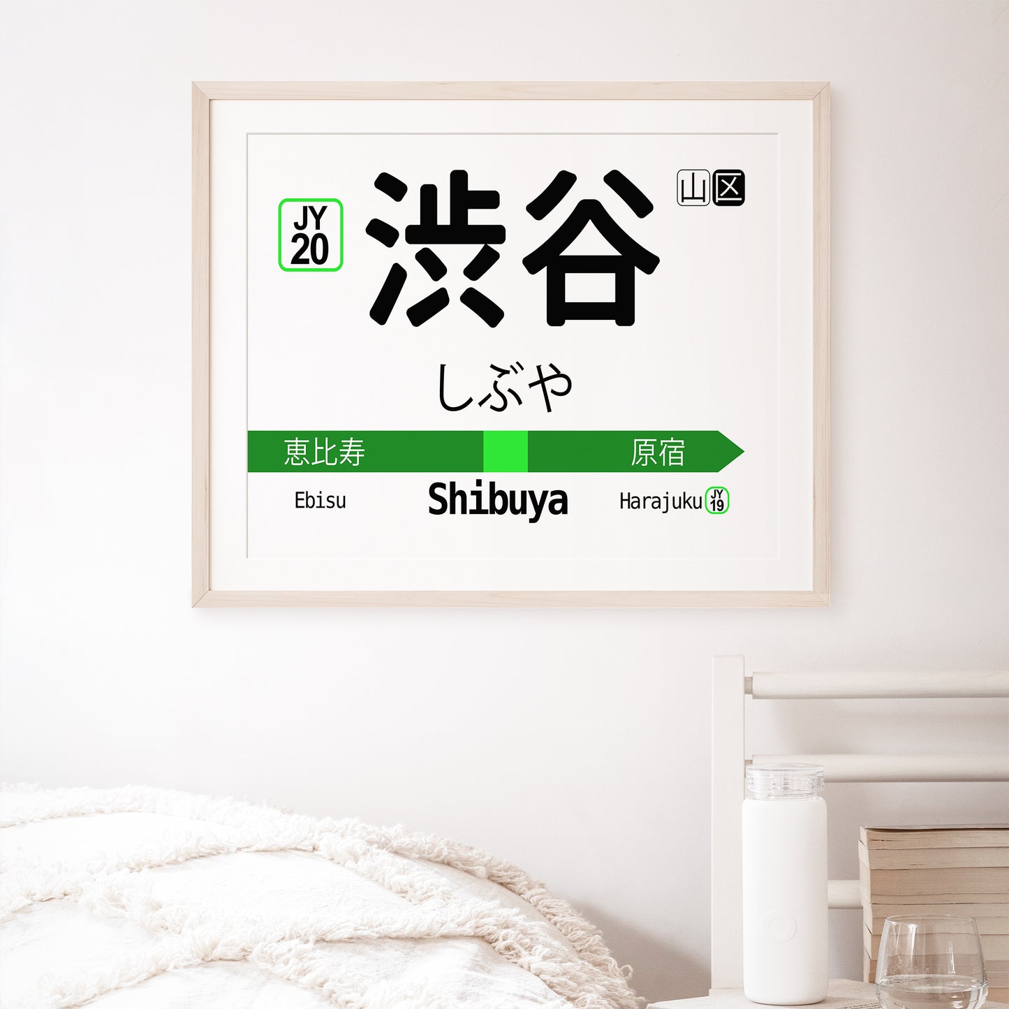 Tokyo Japan Shibuya JR Yamanote Train Station Sign Poster