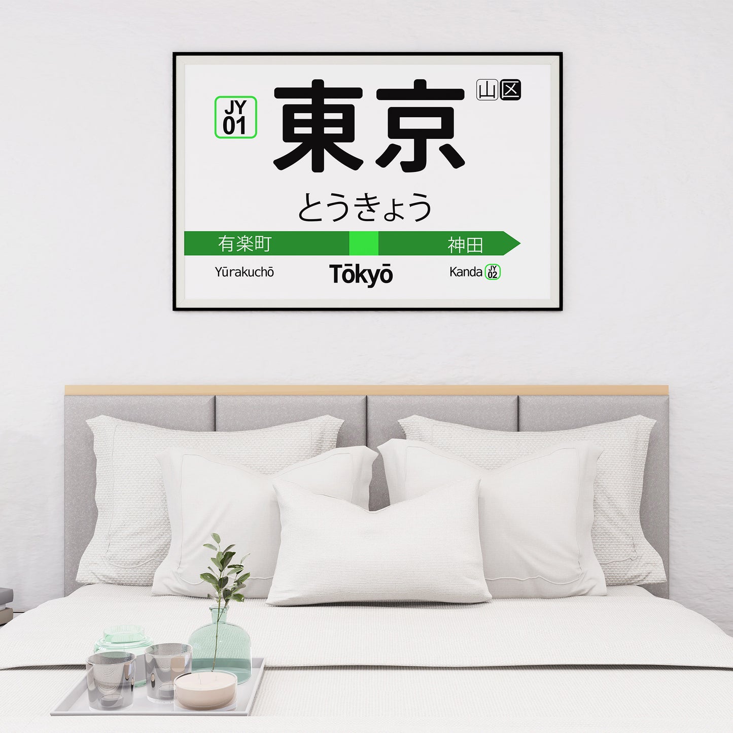 Tokyo Japan JR Yamanote Train Station Sign Poster