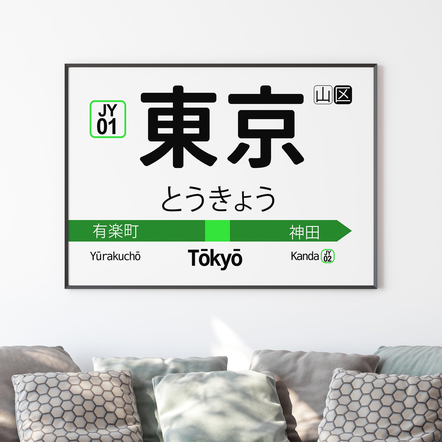 Tokyo Japan JR Yamanote Train Station Sign Poster