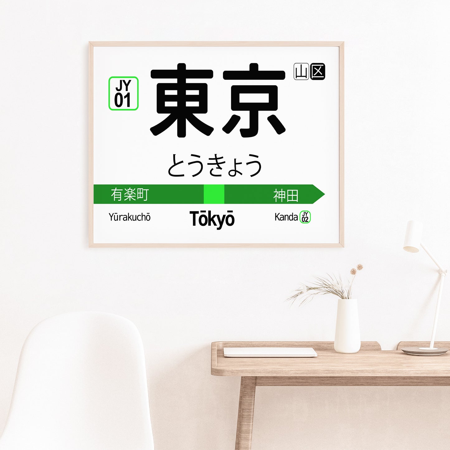 Tokyo Japan JR Yamanote Train Station Sign Poster